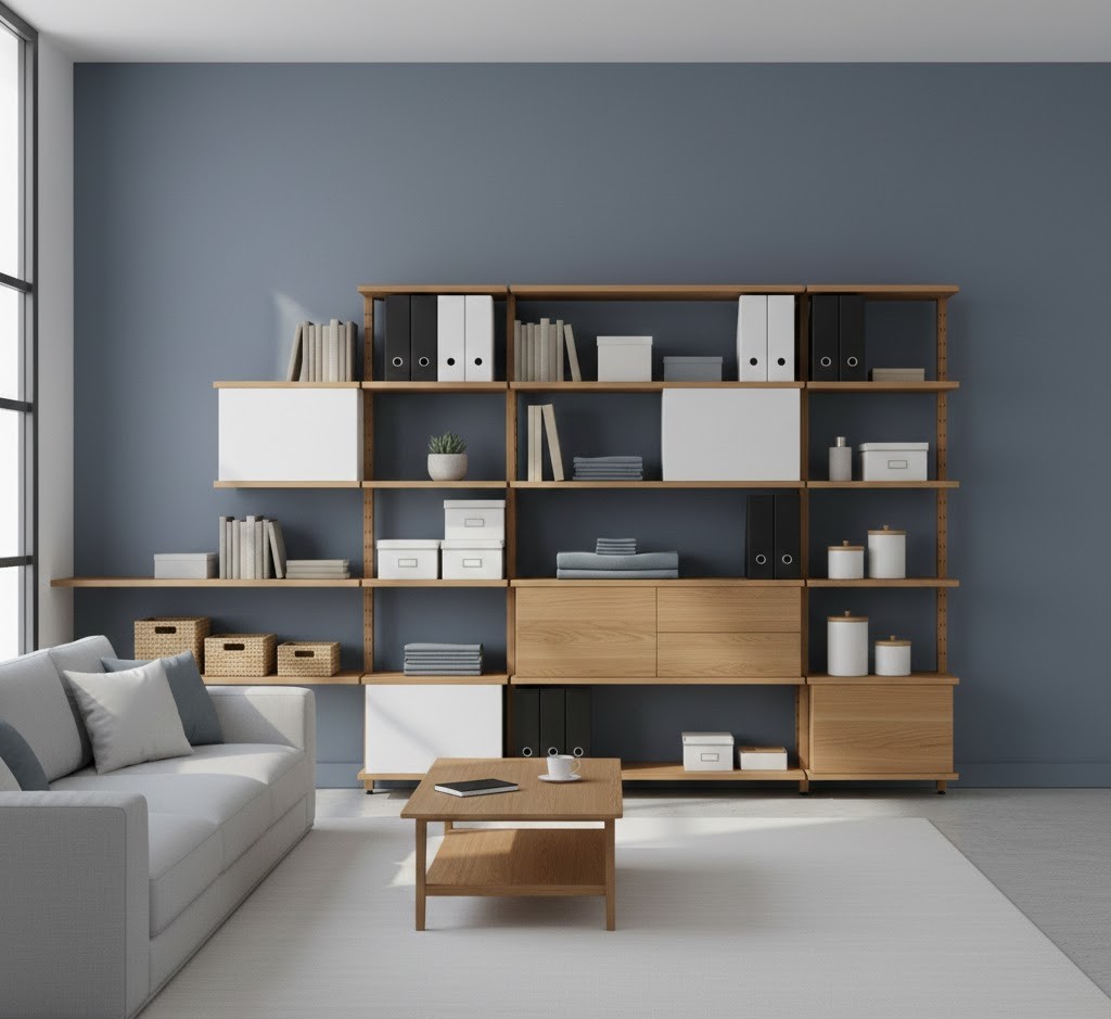 Living room with storage